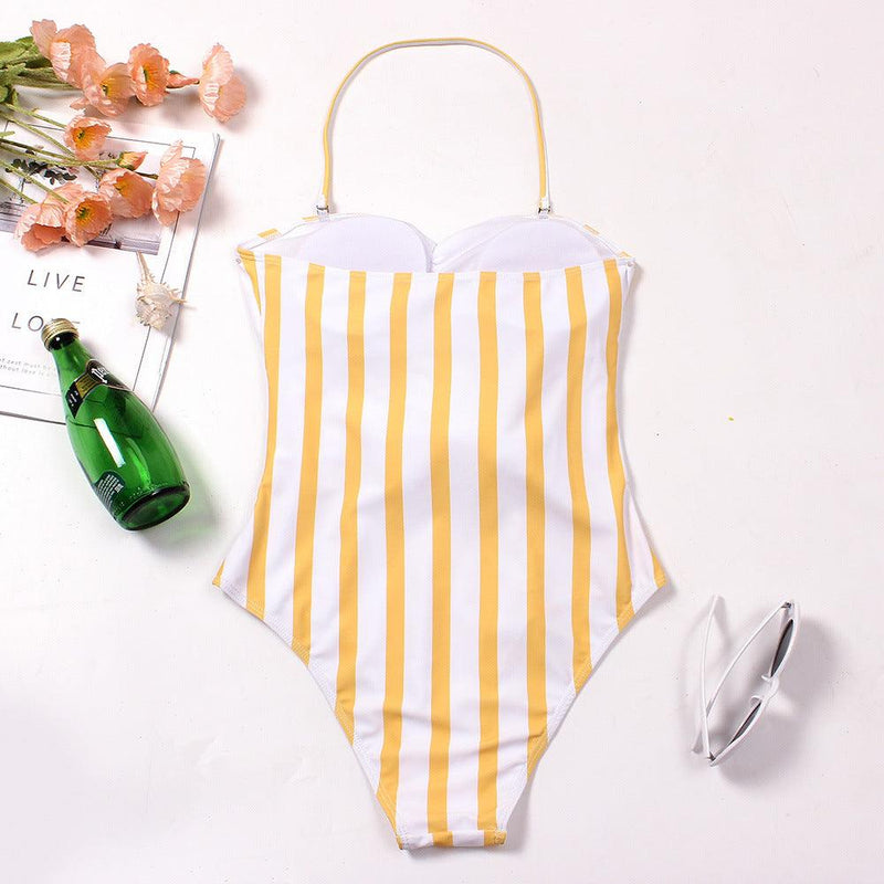 One Piece Swimsuit Striped Swimwear - Clothing Whore