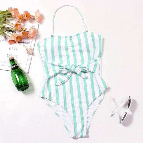 One Piece Swimsuit Striped Swimwear - Clothing Whore