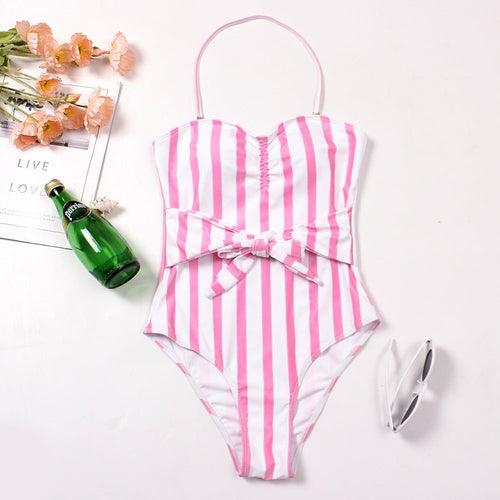 One Piece Swimsuit Striped Swimwear - Clothing Whore