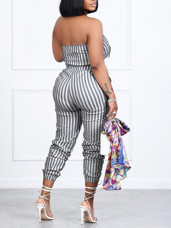 Casual Striped Jumpsuit - Clothing Whore