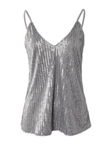 Sequin V-Neck Cami Top - Clothing Whore