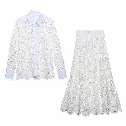 White Lace Dress 2 Pcs Set - Clothing Whore