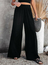 Summer Elastic Waist Wide Leg Trousers - Clothing Whore