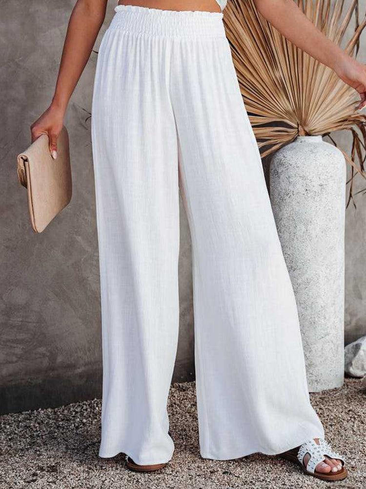 Summer Elastic Waist Wide Leg Trousers - Clothing Whore