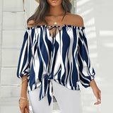 Summer Lace-up Slash Neck Blouse - Clothing Whore