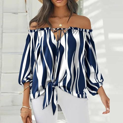 Summer Lace-up Slash Neck Blouse - Clothing Whore