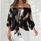 Summer Lace-up Slash Neck Blouse - Clothing Whore