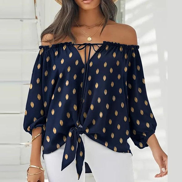 Summer Lace-up Slash Neck Blouse - Clothing Whore