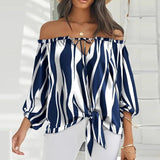 Summer Lace-up Slash Neck Blouse - Clothing Whore