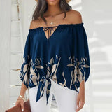 Summer Lace-up Slash Neck Blouse - Clothing Whore