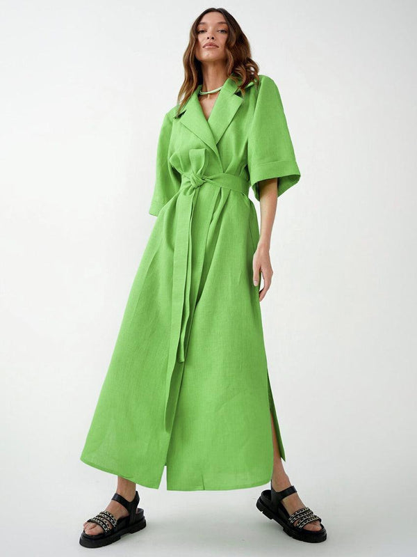 Cotton Linen Long Wrap Summer Dress - Clothing Whore