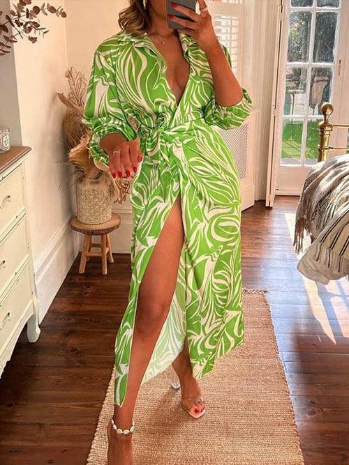 Vintage Pattern Print Women Shirt Dress - Clothing Whore