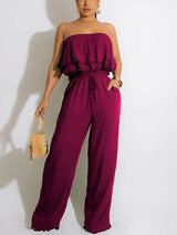 Off Shoulder Loose Tube Jumpsuit - Clothing Whore