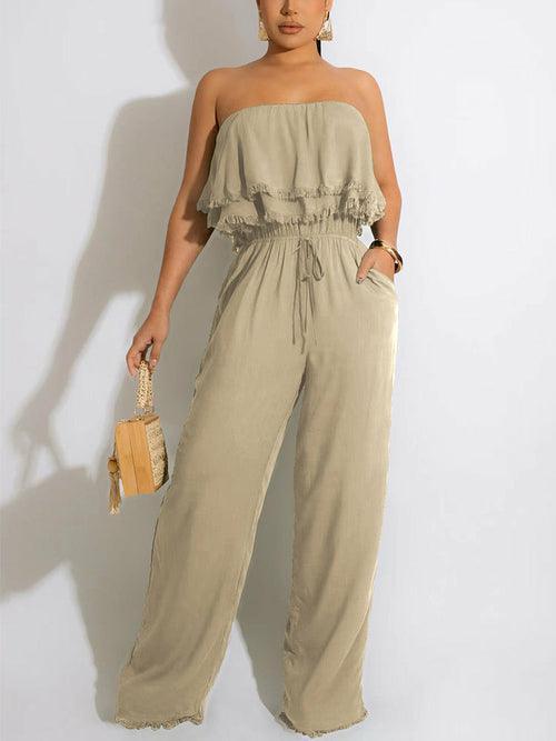 Off Shoulder Loose Tube Jumpsuit - Clothing Whore