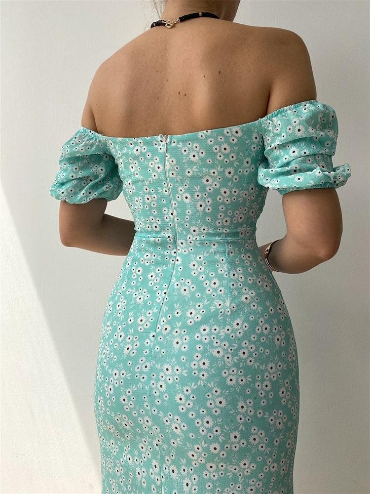Floral Print Off Shoulder Dress - Clothing Whore