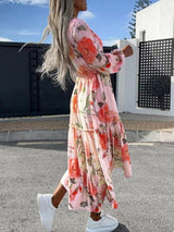 Floral Print Tie-Up Maxi Dress - Clothing Whore