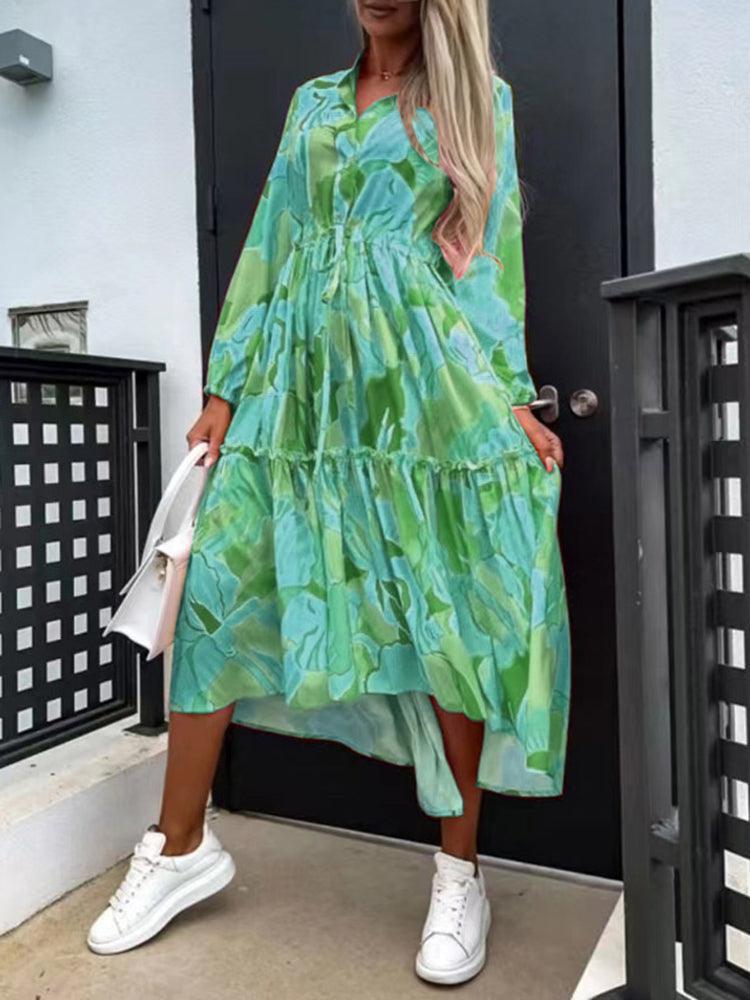 Floral Print Tie-Up Maxi Dress - Clothing Whore