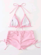 Solid Pleated Swimwear Set - Clothing Whore