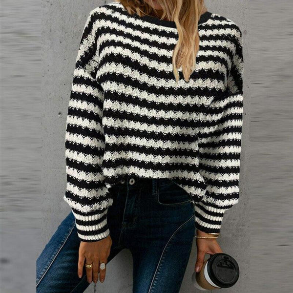 Striped Knitted Sweater - Clothing Whore