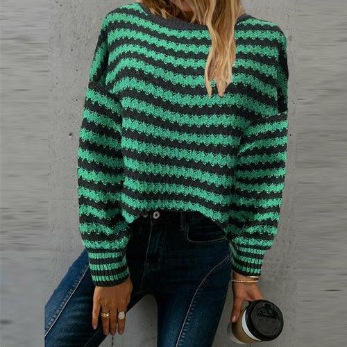 Striped Knitted Sweater - Clothing Whore