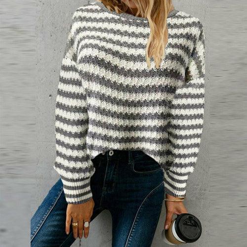 Striped Knitted Sweater - Clothing Whore