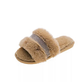 Slippers With Rhinestone Detail - Clothing Whore