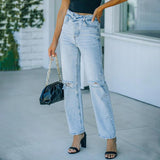 High Waist Destroyed Wide Leg Jean - Clothing Whore