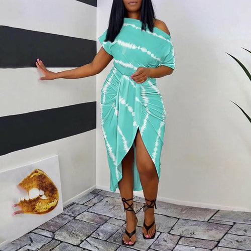 Slash Neck Irregular Dress - Clothing Whore