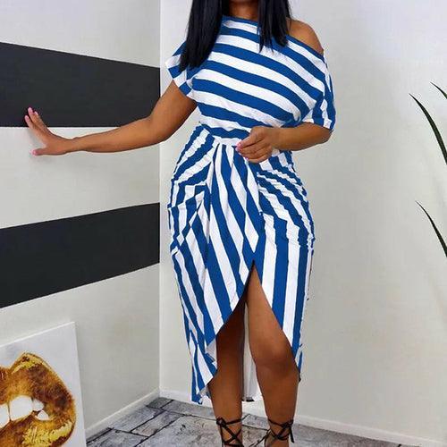 Slash Neck Irregular Dress - Clothing Whore