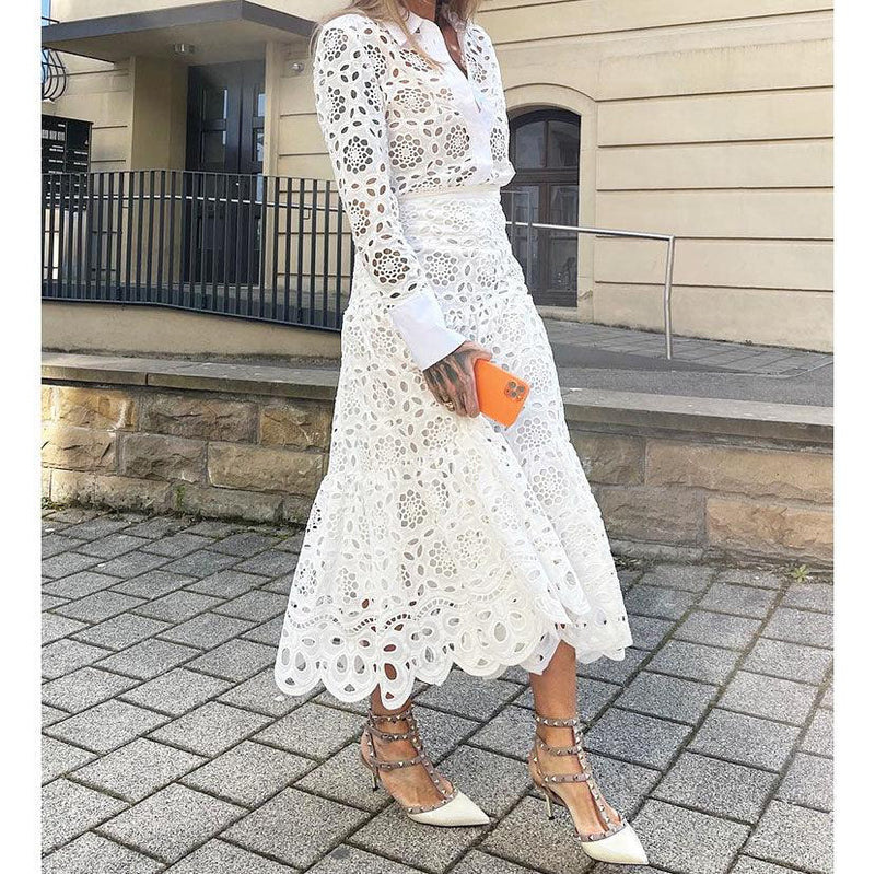 White Lace Dress 2 Pcs Set - Clothing Whore