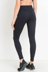 High Waist Laser Cut Ripped Knee Leggings - Clothing Whore
