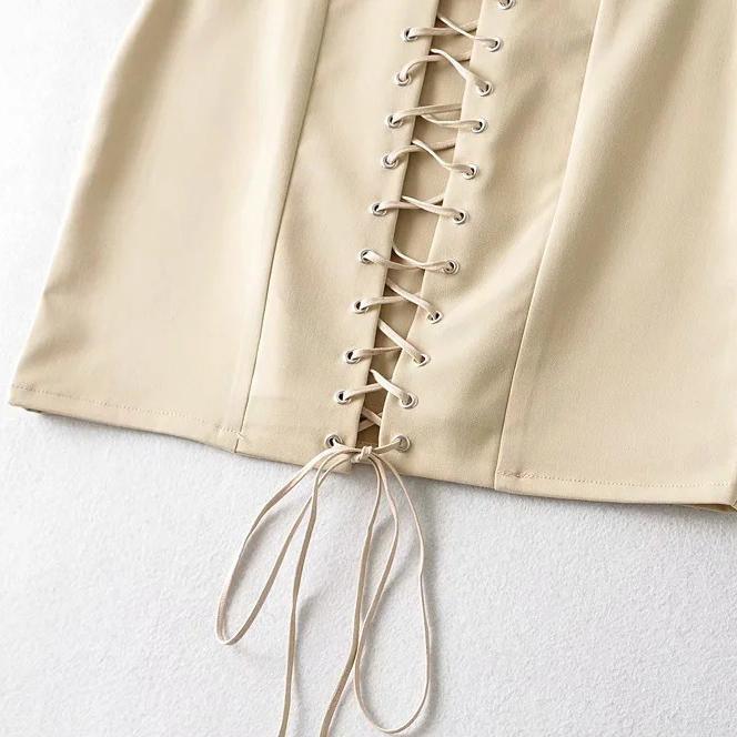 Lace up detail High Waist Skirt - Clothing Whore