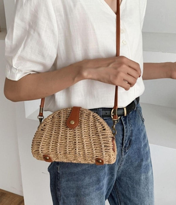 Oval Straw Crossbody Bag - Clothing Whore