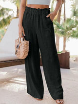 Summer Casual Ruffle Elastic Waist Beach Trousers - Clothing Whore