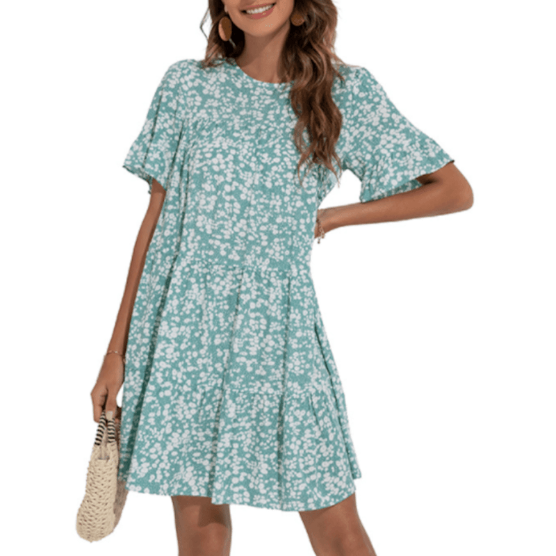 Floral Dress Ruffle Sleeves - Clothing Whore