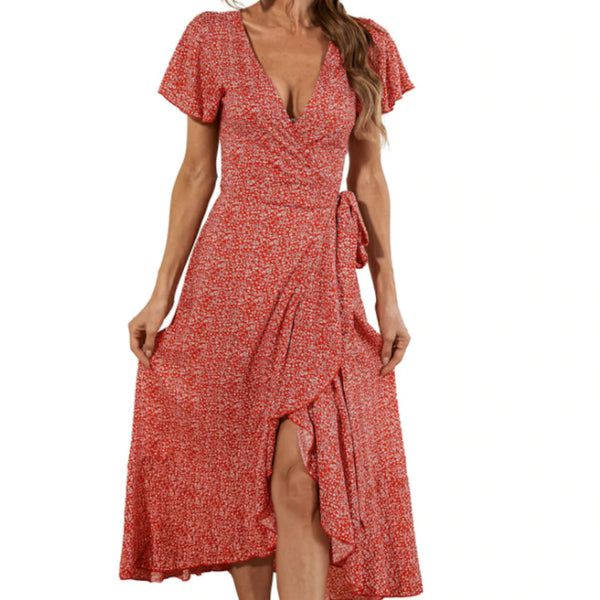 Floral Maxi Dress With Cap Sleeves - Clothing Whore