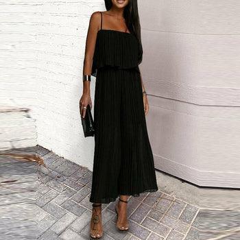 Chiffon Jumpsuit Loose Pleated - Clothing Whore