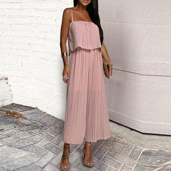 Chiffon Jumpsuit Loose Pleated - Clothing Whore