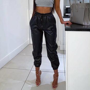 Drawstring Leather Joggers - Clothing Whore