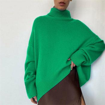 Turtleneck Solid Sweater - Clothing Whore