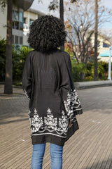 Embroidered Floral Vine Kimono - Clothing Whore