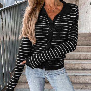 Striped Knitted Cardigan - Clothing Whore