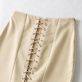 Lace up detail High Waist Skirt - Clothing Whore