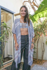 Striped Frayed Colorful Kimono - Clothing Whore