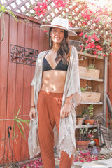 Striped Frayed Colorful Kimono - Clothing Whore