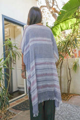 Striped Frayed Colorful Kimono - Clothing Whore