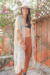 Striped Frayed Colorful Kimono - Clothing Whore