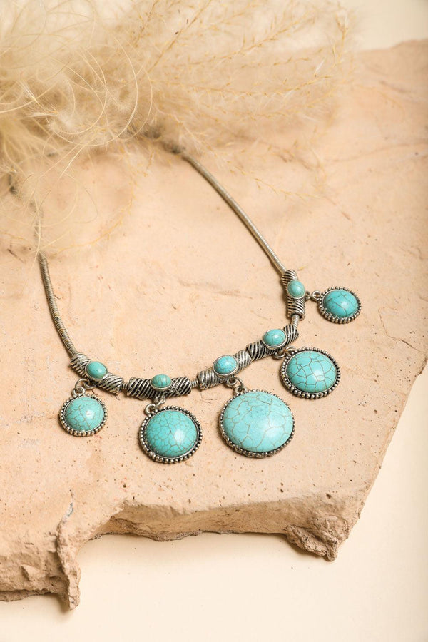 Turquoise Charm Link Necklace - Clothing Whore