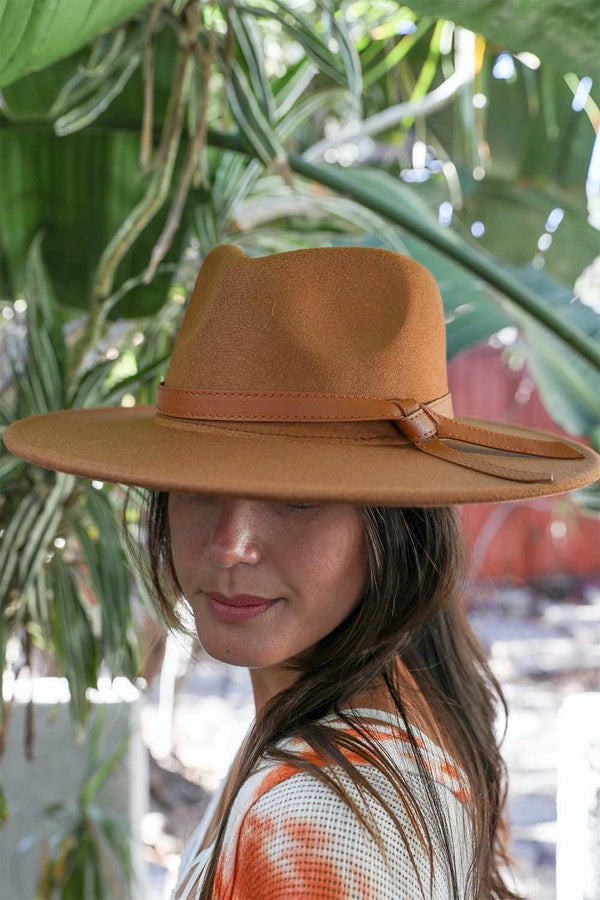 Wide Brim Leather Ribbon Bolero Hat - Clothing Whore