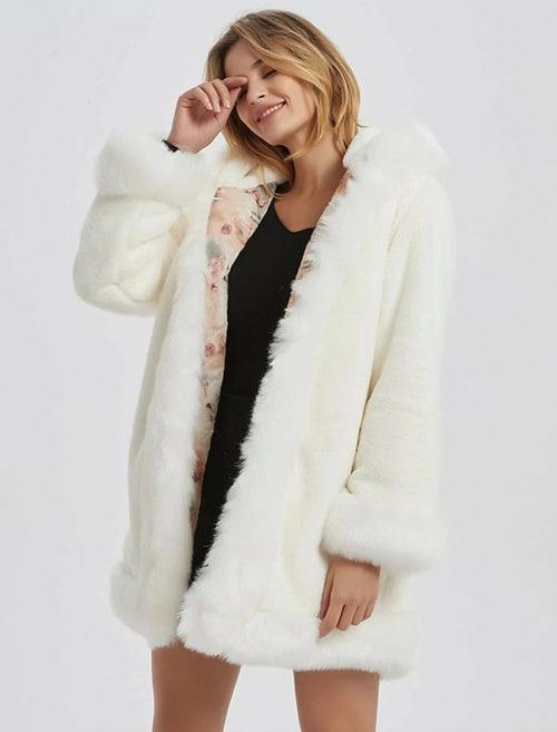 Hooded Faux Fur Coat - Clothing Whore